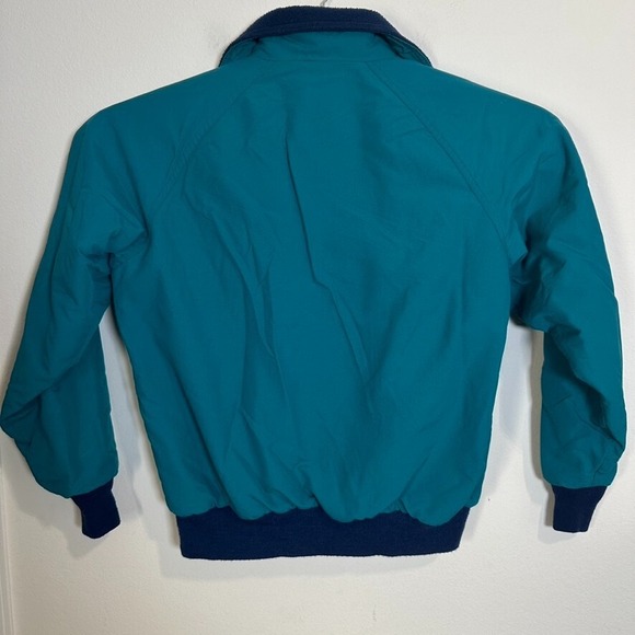 Vintage Lands' End Bomber Jacket Mens Medium Teal/Blue Full Zip Made in USA - Picture 2 of 5